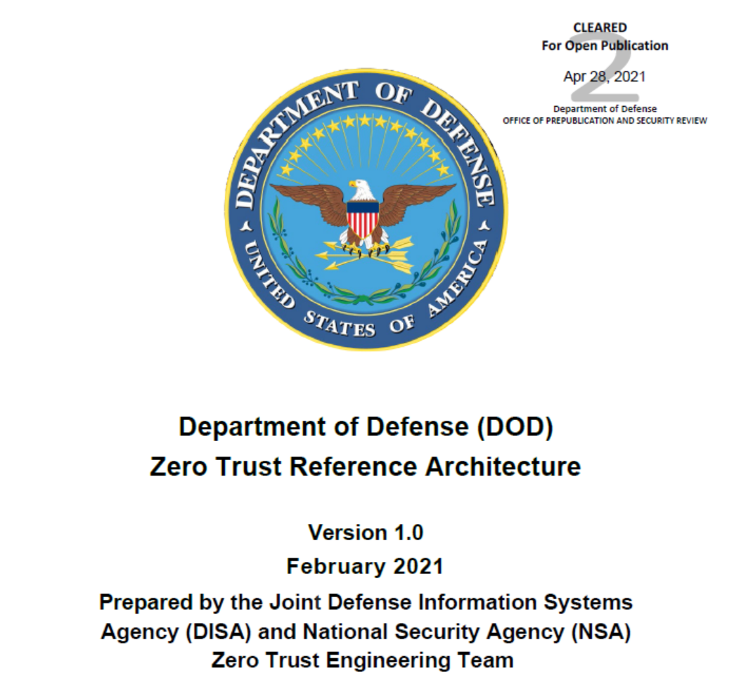 美国防信息系统局发布《国防部零信任参考架构》
